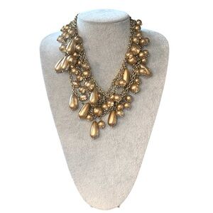 J. Crew 5 Strand Statement Necklace with Speckled Gold Tone Beads